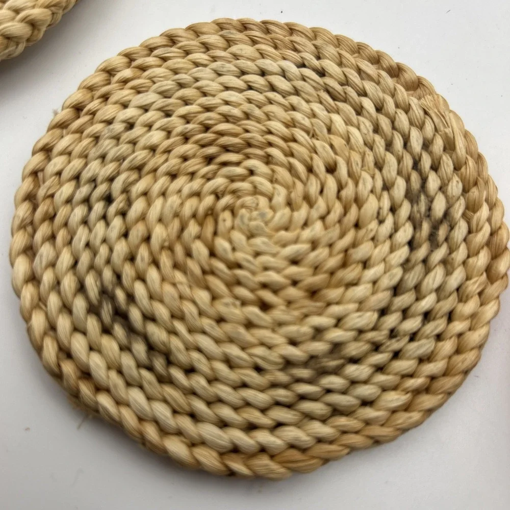 Lot 7 Orange/ Beige/Apple Coasters Retro 70's Natural fiber Woven Farmhouse Fall